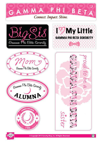 Gamma Phi Beta  Family Sticker Sheet