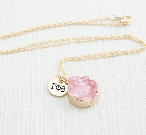 Gamma Phi Beta Druzy Necklace