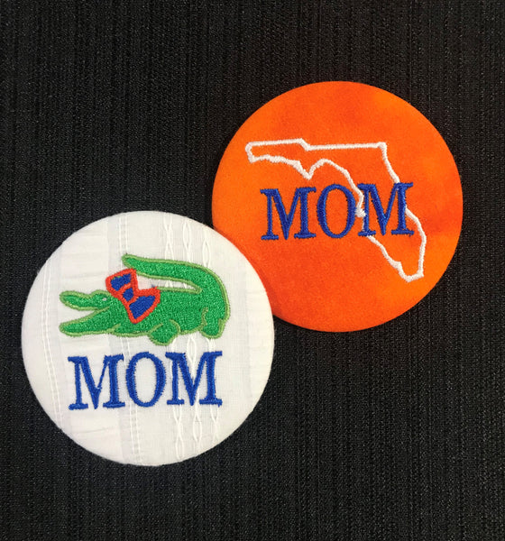 Mom Game Day Embroidered Button