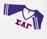 Sigma Lambda Gamma Purple and White V-Neck