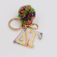 Delta Gamma Color Block Acrylic Pom Keychain