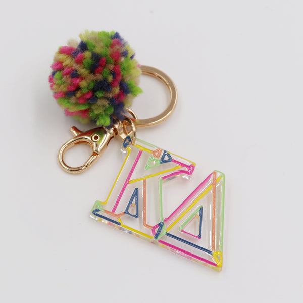 Kappa Delta Color Block Acrylic Pom Keychain