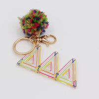 Delta Delta Delta Color Block Acrylic Pom Keychain