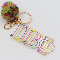 Pi Beta Phi Color Block Acrylic Pom Keychain