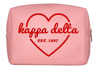 Kappa Delta Pink & Red Heart Makeup Bag