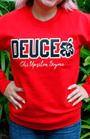 Chi Upsilon Sigma Word Crewneck Sweatshirt- Red