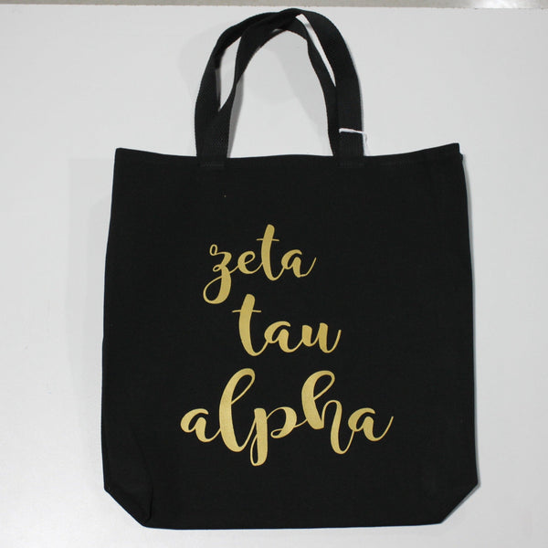 Zeta Tau Alpha Black Vinyl Tote