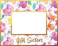Phi Mu Gold Foil & Floral Painted Wooden Picture Frame