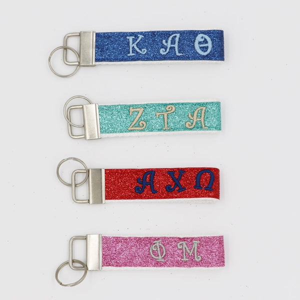 Zeta Tau Alpha Glitter FOB Keychain