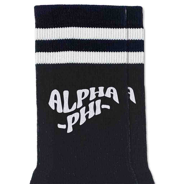 Alpha Phi Black Retro Crew Socks