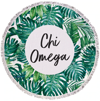 Chi Omega Palm Leaf Fringe Towel Blanket