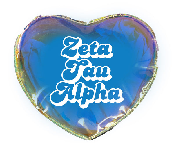 Zeta Tau Alpha Holographic Heart Shaped Makeup Bag