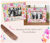 Delta Zeta Gold Foil & Floral Painted Wooden Picture Frame