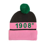 Alpha Kappa Alpha 2 Sided Pom Pom Beanie