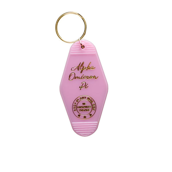 Alpha Omicron Pi Motel Keychain