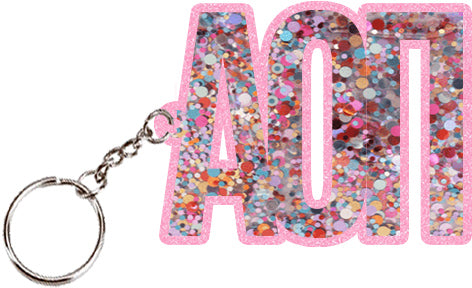 Alpha Omicron Pi Confetti Keychain