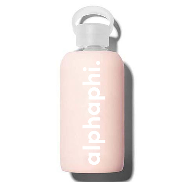 Alpha Phi Glass Silicone Sleeve Water Bottle