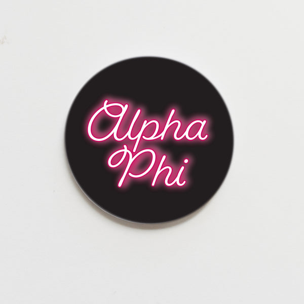 Alpha Phi Neon Greek Button - 2.25 inch