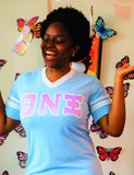 Theta Nu Xi Striped V-Neck