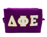 Delta Phi Epsilon Waffle Make-Up Bag with Chenille Letters