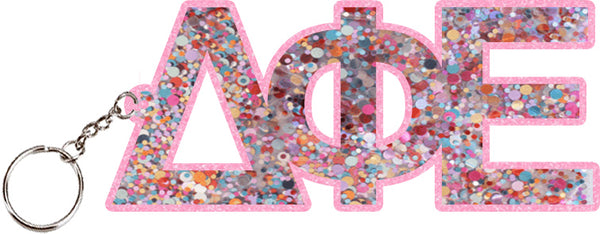 Delta Phi Epsilon Confetti Keychain