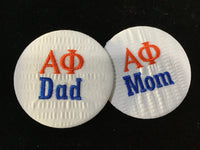 Alpha Phi Mom/Dad Embroidered Button