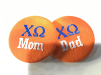 Chi Omega Mom/Dad Embroidered Button