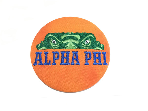 Alpha Phi Gator Eyes Embroidered Button