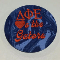 Delta Phi Epsilon "Hearts the Gators" Retro Game Day Embroidered Button