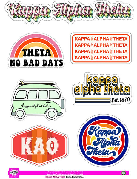 Kappa Alpha Theta Retro Sticker Sheet