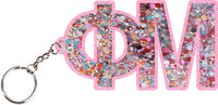 Phi Mu Confetti Keychain