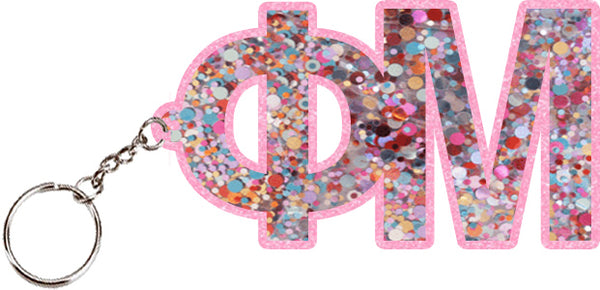 Phi Mu Confetti Keychain