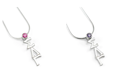 Sigma Lambda Gamma Sterling w/ CZ Crystal Lavaliere