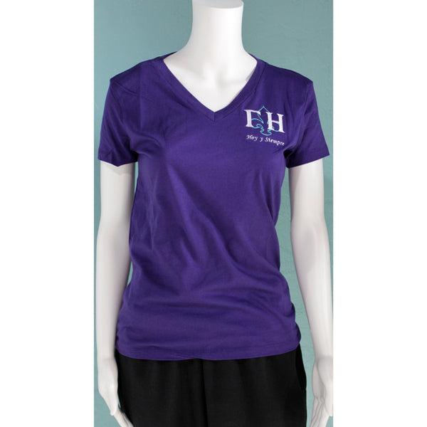 Gamma Eta Fleur De Lis Embroidered Purple V-Neck - Discontinued