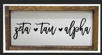 Zeta Tau Alpha Wooden Sign