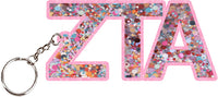 Zeta Tau Alpha Confetti Keychain